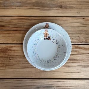 Hummel Bowl And Plate Childrens Dishes Looking Around Girl Doll Goebel